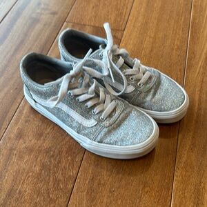 Girls Silver Glitter Vans